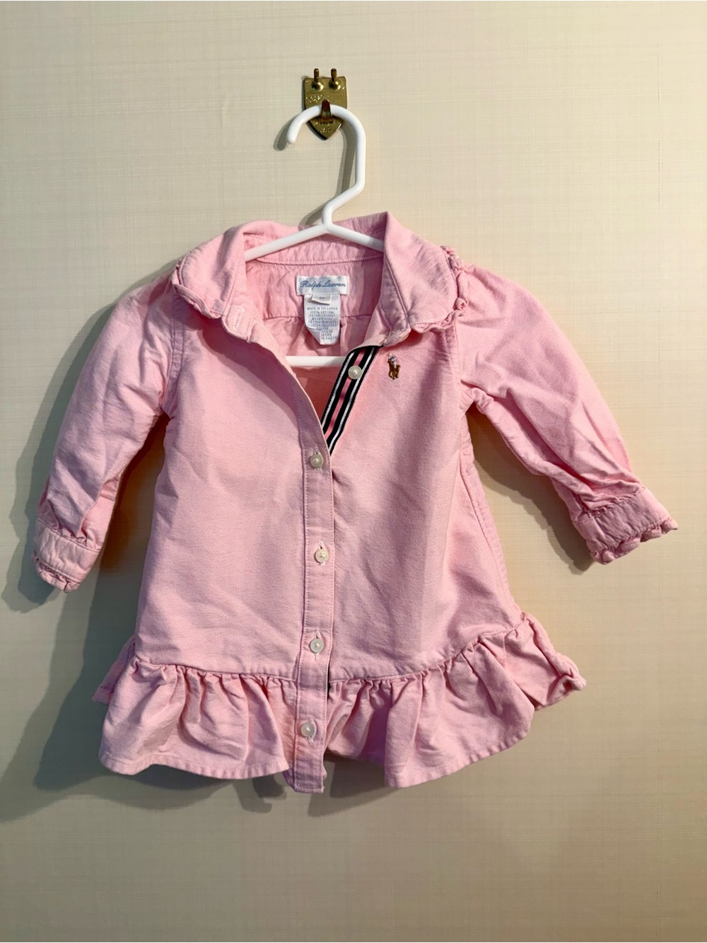 Ralph Lauren Light Pink Polo Dress with Striped Placket